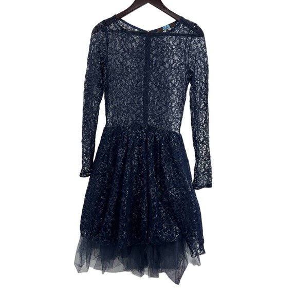 Eva Franco Blue Lace and Tulle Fit and Flare Dress Size 6 New - Picture 1 of 6